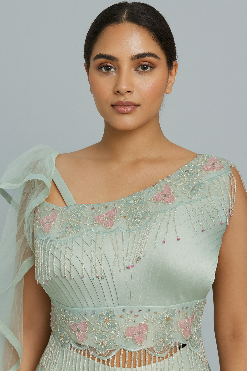 Green Front Pleating Drape