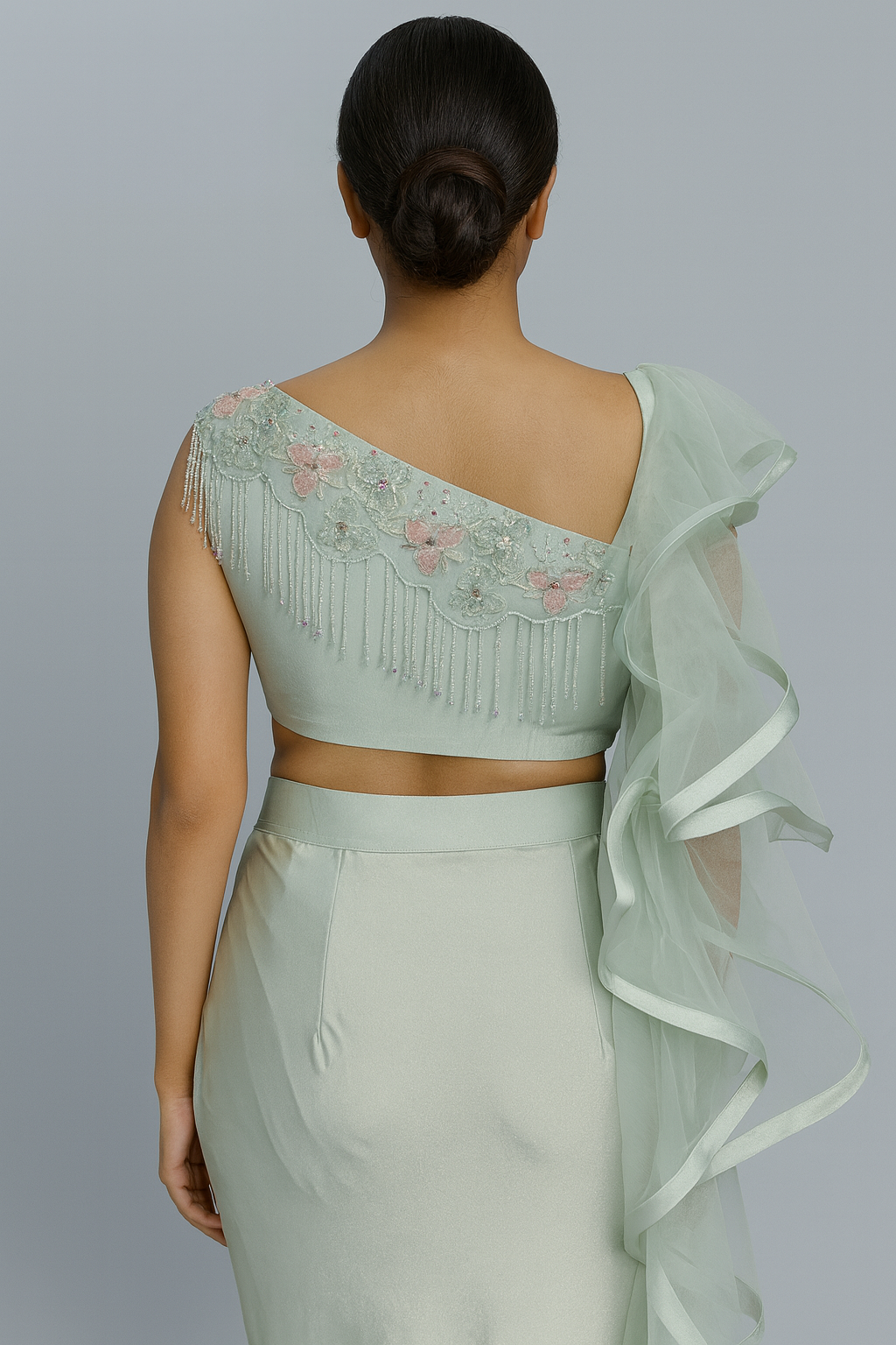 Green Front Pleating Drape