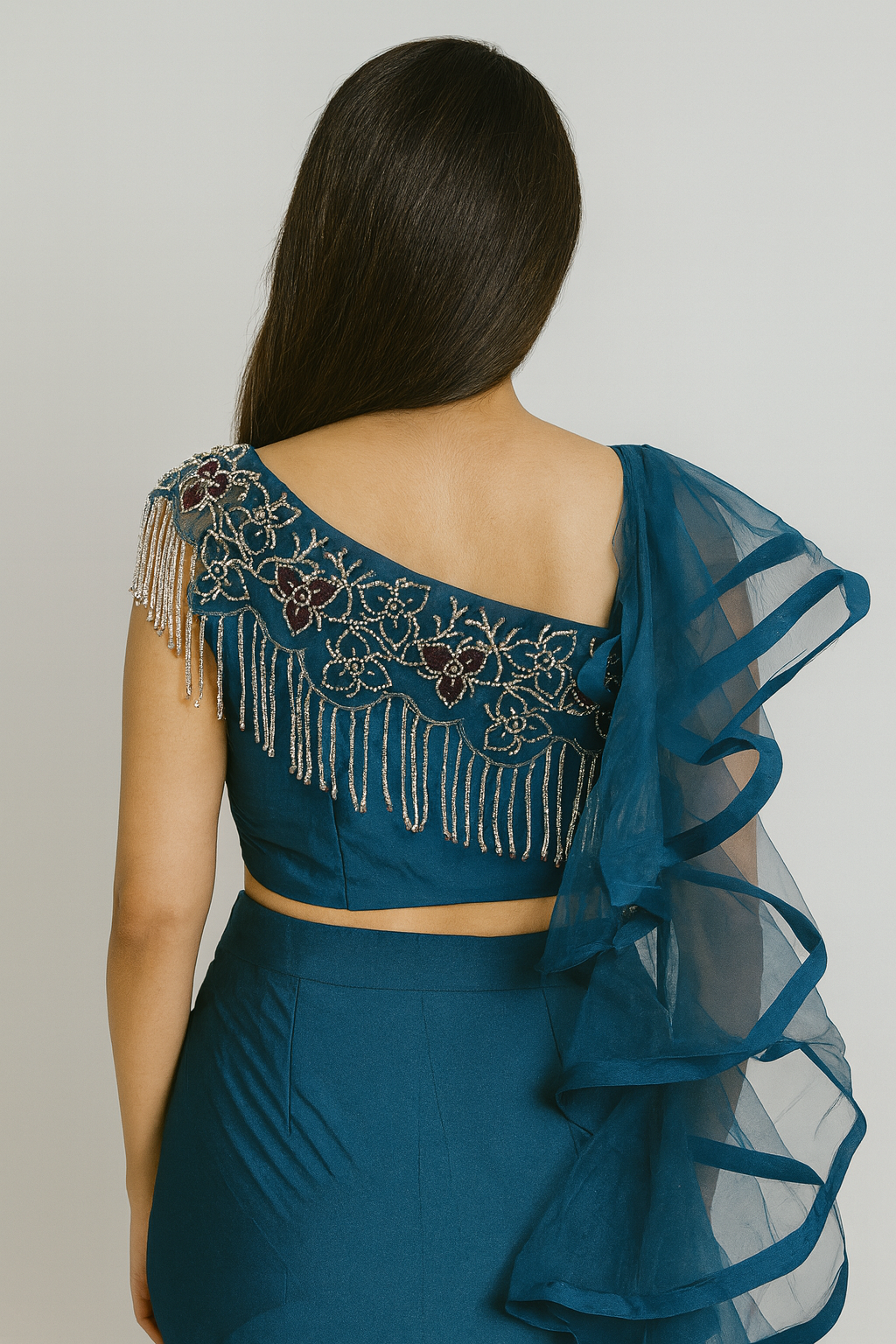 Blue Front Pleating Drape